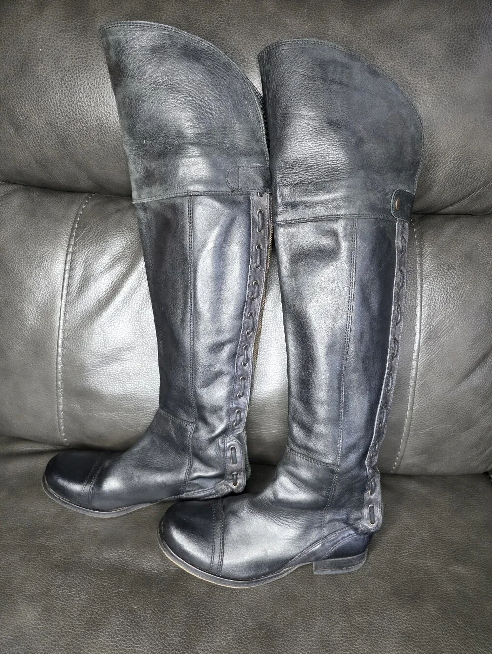 JC JEFFREY CAMPBELL Tall Black Leather Over The Knee Boots